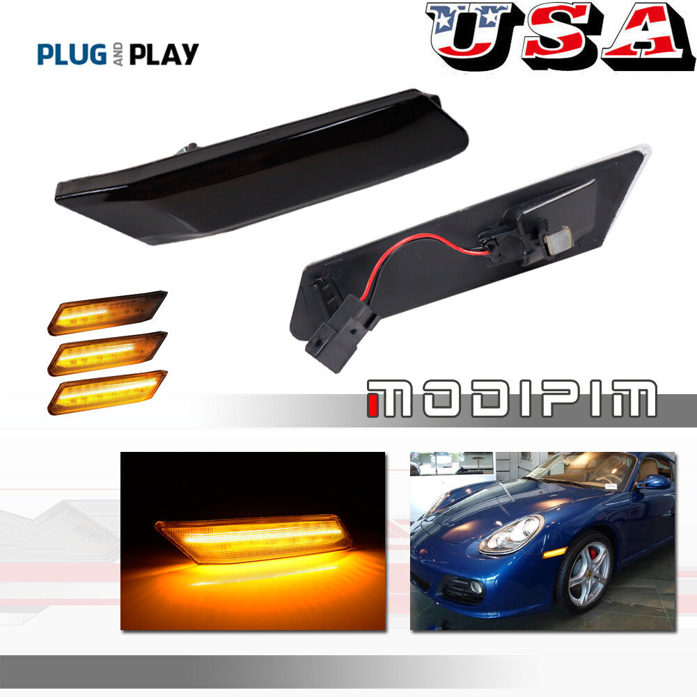 Two dynamic/sequential LED front marker lights are available for 05-12 for Porsche 997, 987, and 987C models.