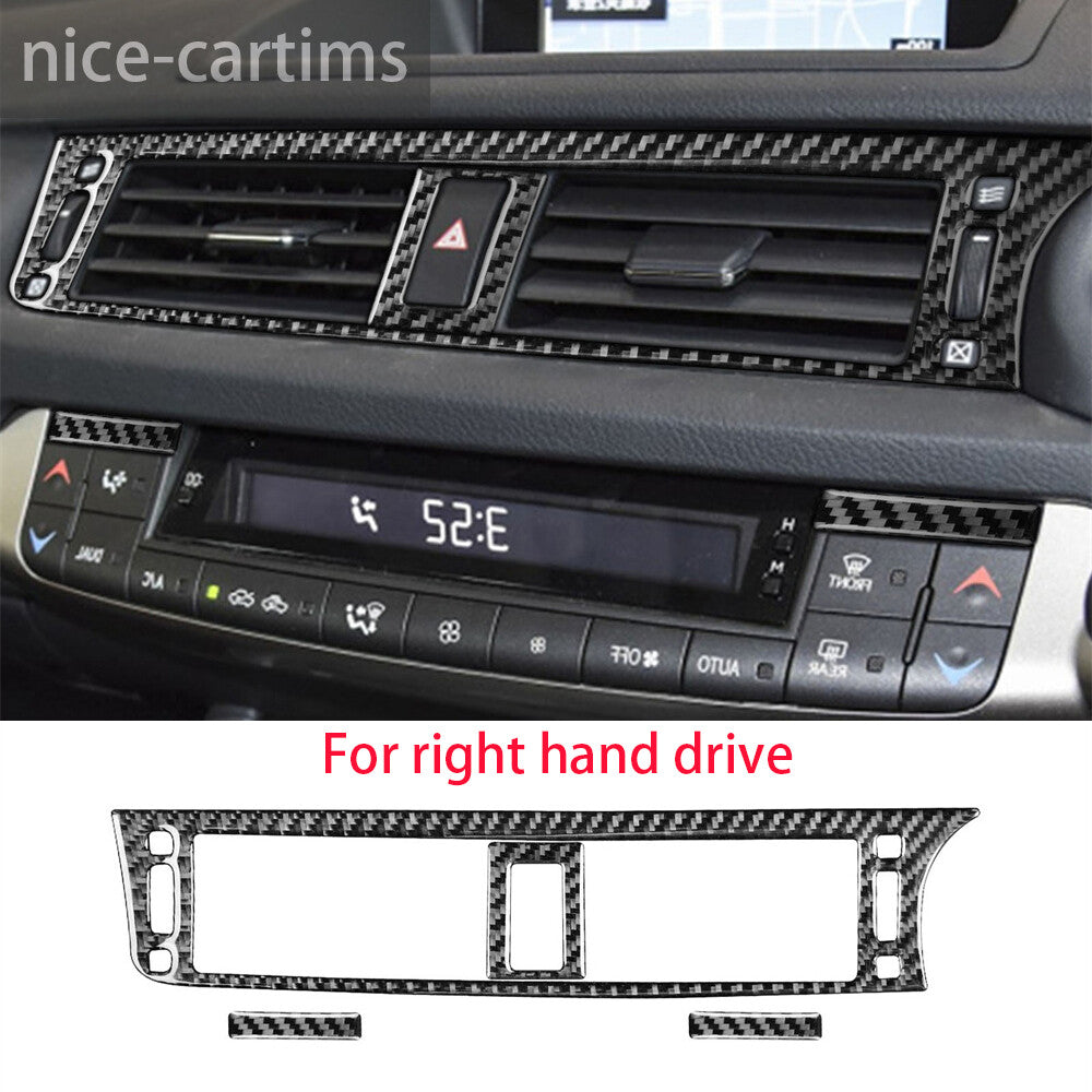 Fit for Lexus CT200h 2011-17 RHD Center Air Vent Outlet Panel Cover Carbon Fiber
