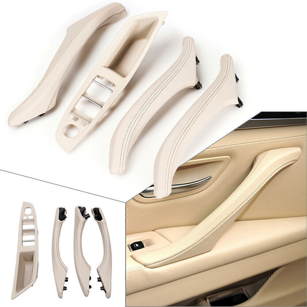 Door Trim Handle Real Leather Fit for BMW 5 series F10 F11 F18 2010-17 LHD Off-white