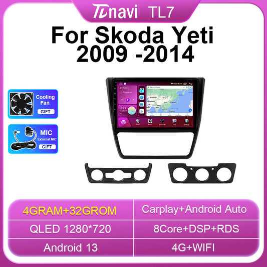 for SKODA Yeti 5L 2009-14 Android Auto CarPlay Car Stereo Radio GPS Navi Screen