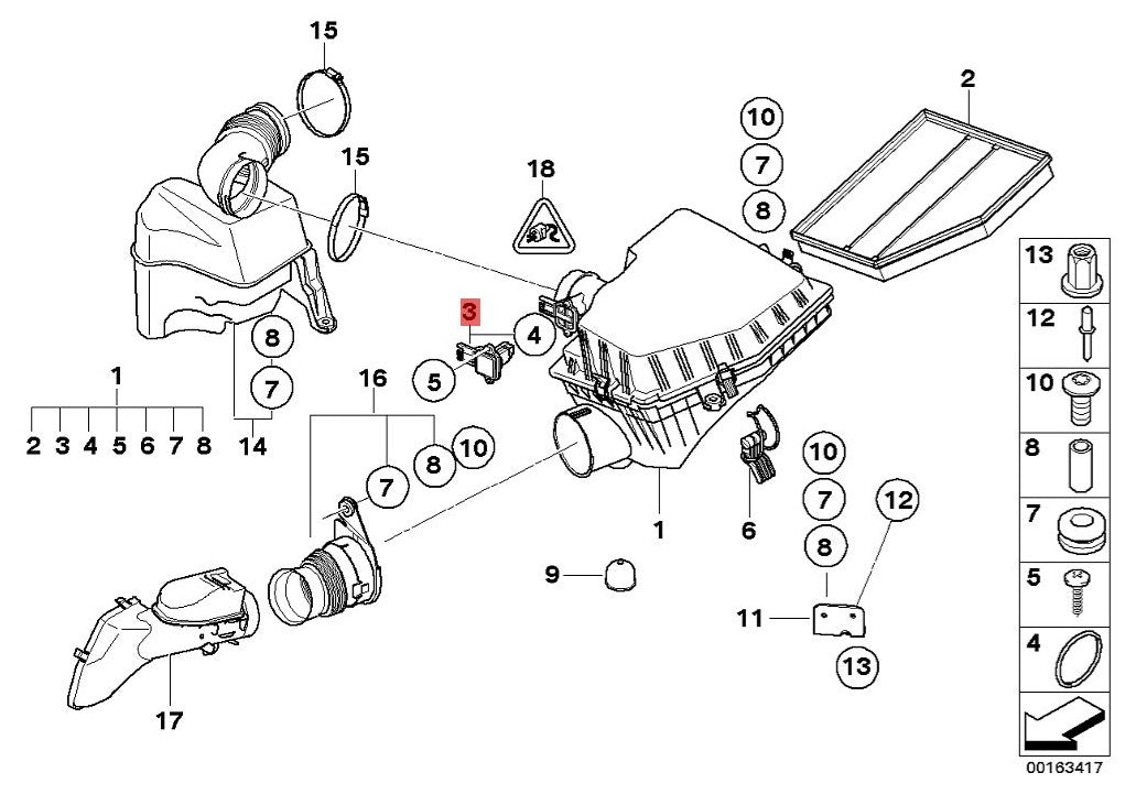 MAF for Volkswagen airflow sensor suitable for BMW 325i, 325XI, 330i, 330XI, 2006 Z4 (2006-2009)