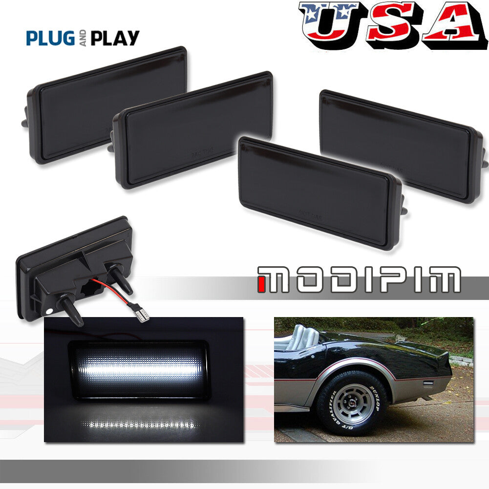 4-Piece White LED Side Marker Light Set for 1974-1979 for Chevrolet for Corvette C3