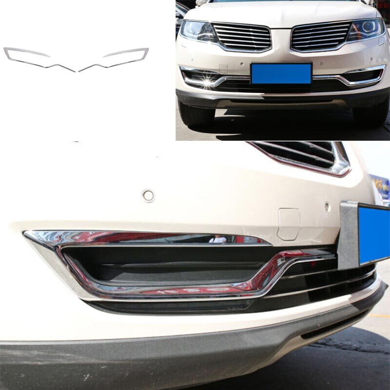 Cover Trim 2PCS ABS Chrome Fit for Lincoln MKX 2016-2018 Front Fog Light Lamp