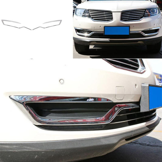 Cover Trim 2PCS ABS Chrome Fit for Lincoln MKX 2016-2018 Front Fog Light Lamp