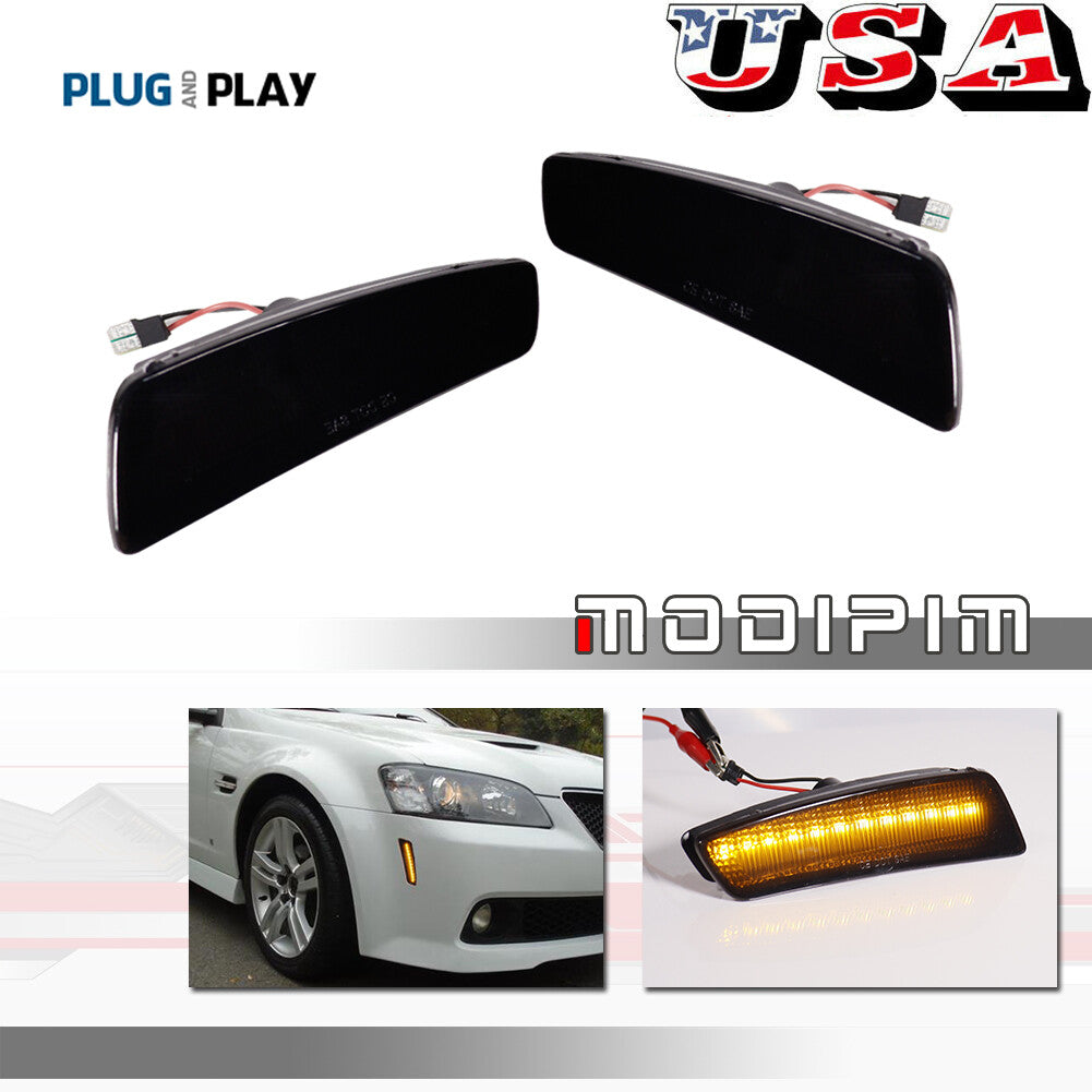 2-pack Amber Smoke Front Marker Indicator LED Lights for 2008-2009 for Pontiac G8
