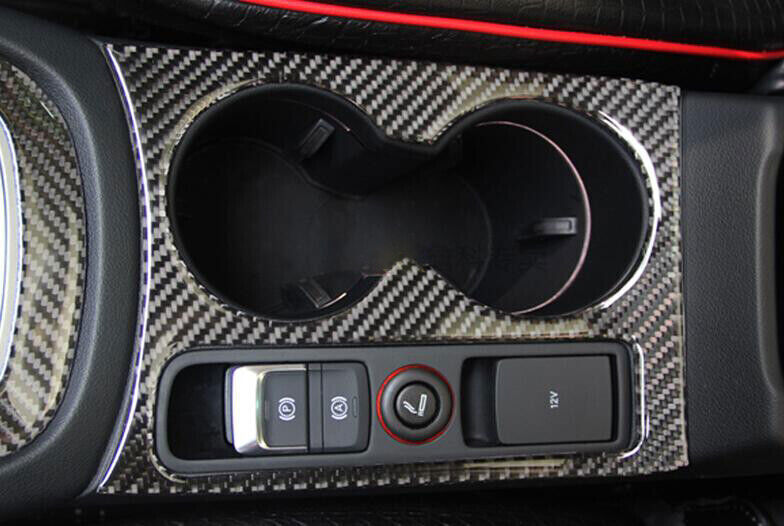 for Audi Q3 2015-2018 Carbon Fiber Vinyl Central Console Water Cup Cover Trim 1P