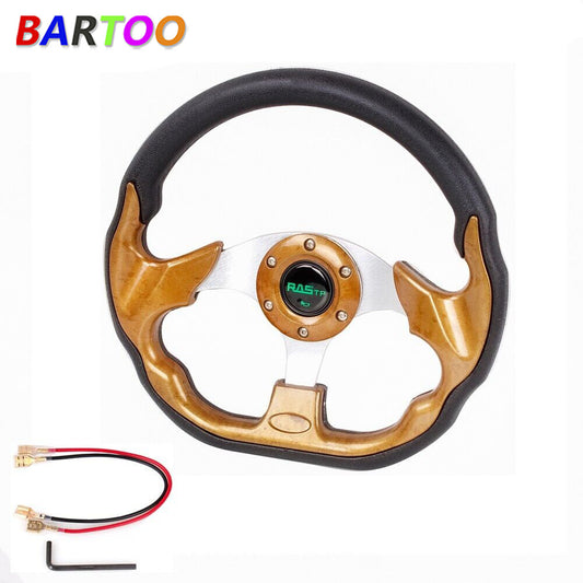 13 Universal Mahogany Auto Car/ for Golf Cart Steering Wheel with Horn Button