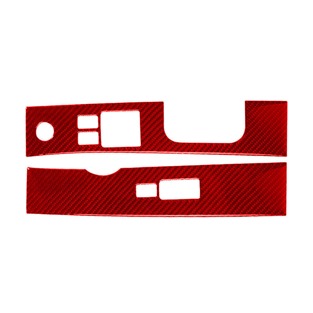 2 Pcs Red Carbon Fiber Window Lift Switch Panel Trim for Nissan 350z 03-2009 RHD