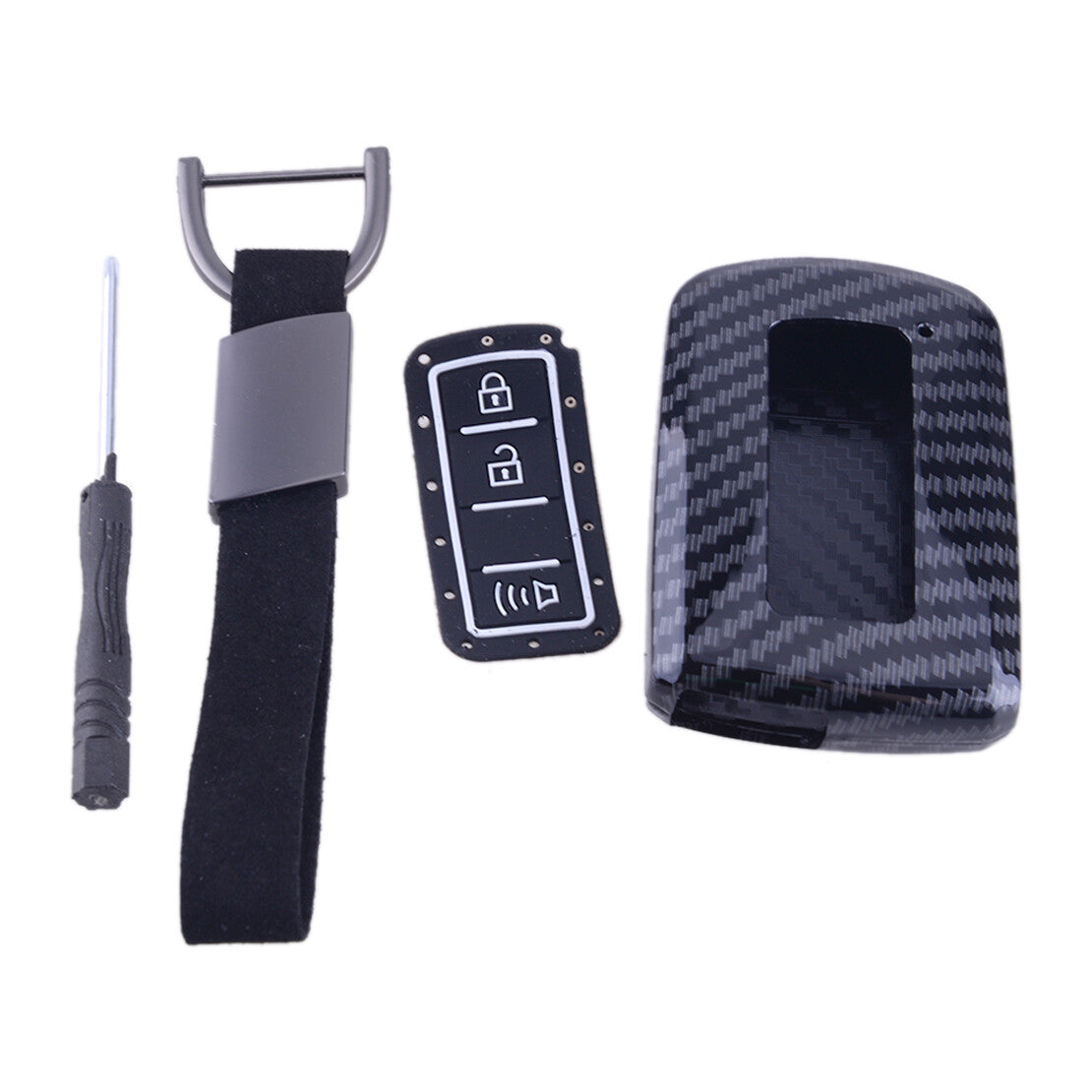 Carbon Fiber Style Remote Key Fob Case Cover Fit for Toyota Tacoma 15-2021