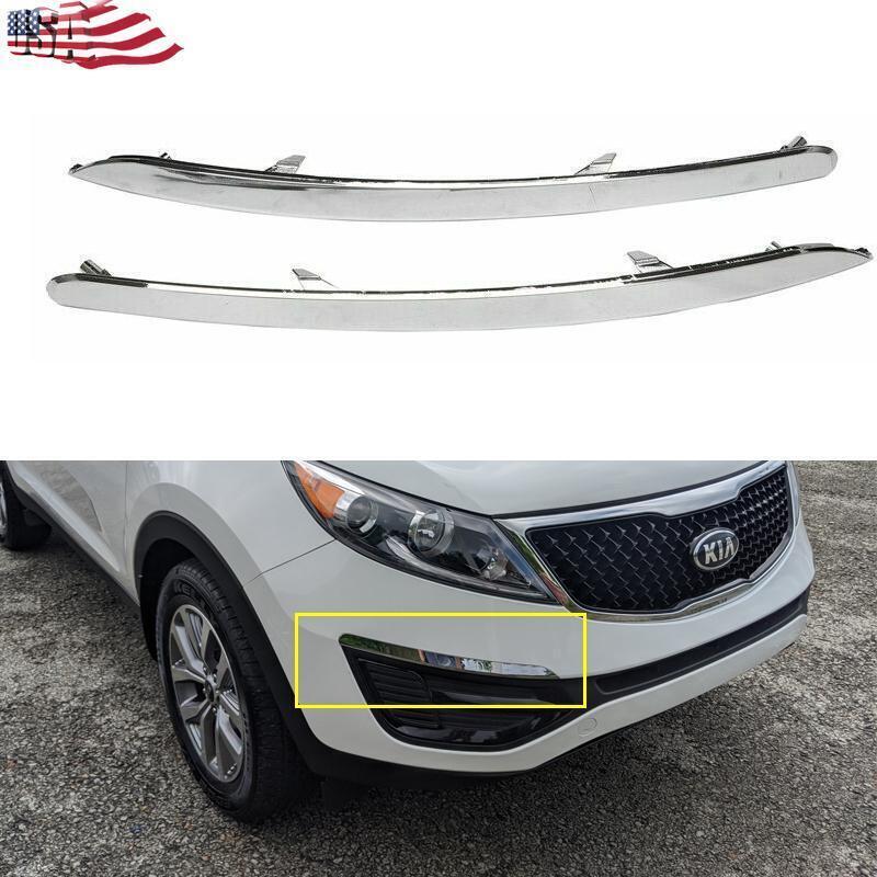 A pair of front bumper eyeliner trim pieces are available on 2011-2012-2015 for Kia Sportage chrome models.