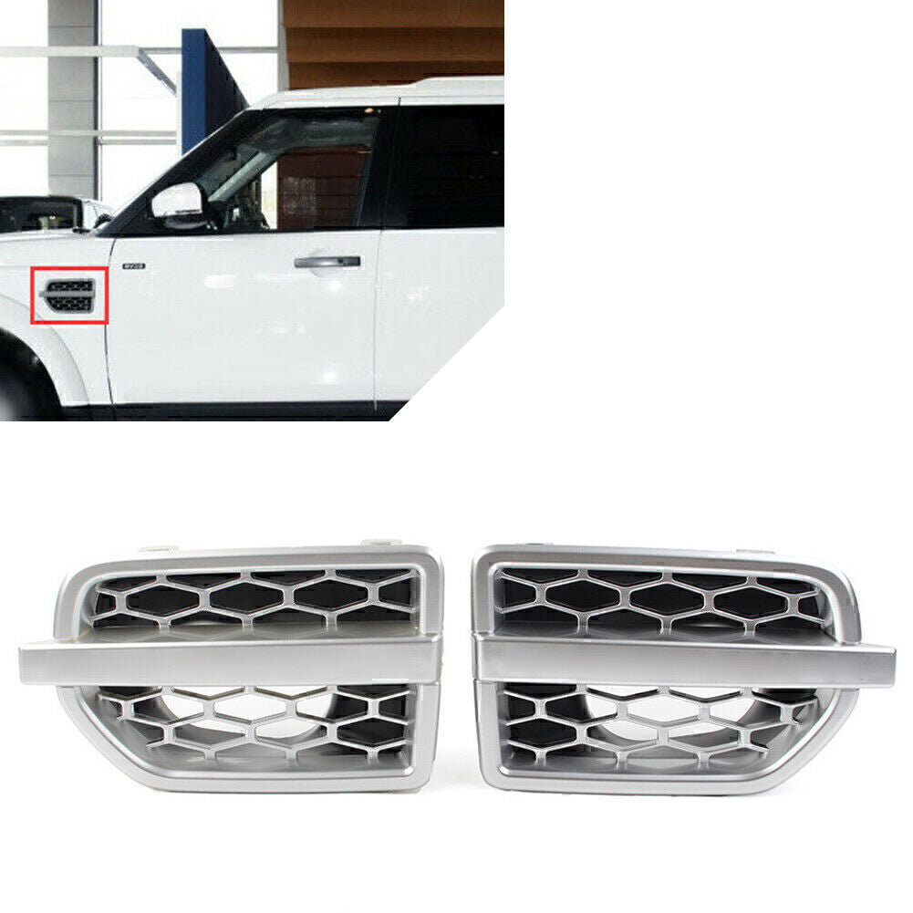 Silver Front Grille Air Intake Fender Vent Grill for Land Rover LR4 2010-2016