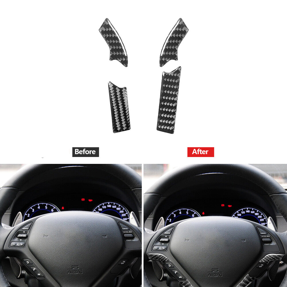 4-Piece Carbon Fiber Steering Wheel Chip Cover Trim for Infiniti G37 2010-2013