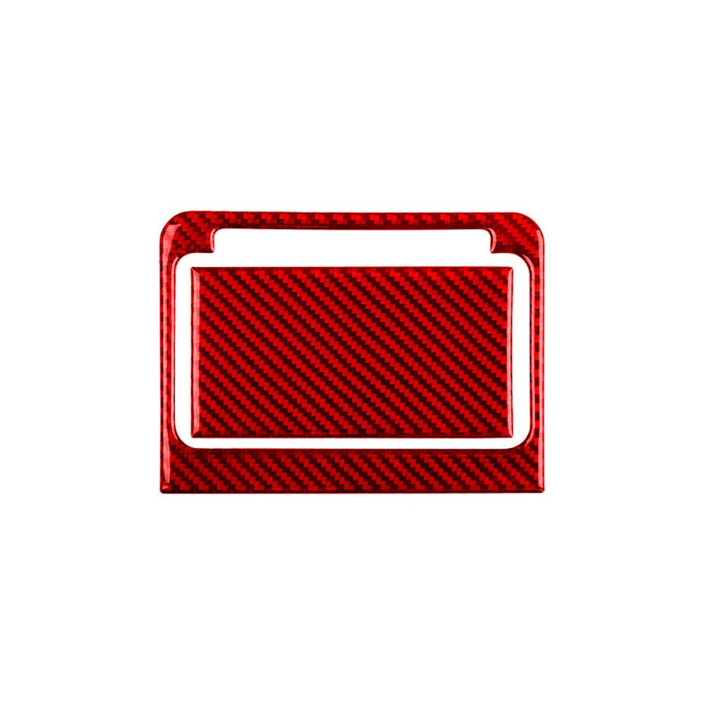 2Pcs Red Carbon Fiber Central Storage Box Cover Trim for Audi Q5 2018-2021