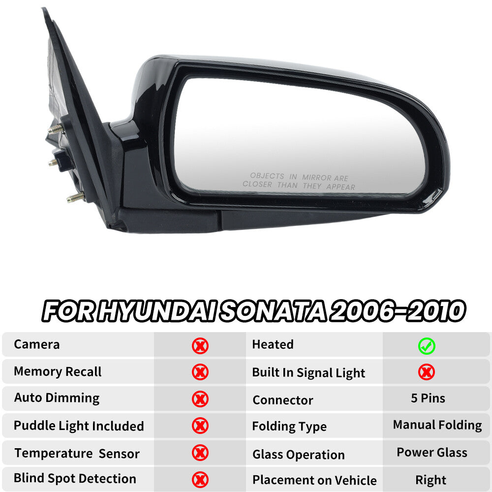 F¨¹r for Hyundai Sonata 2006-2010 Au?enspiegel R¨¹ckspiegel Beheizt Rechts 5 Draht