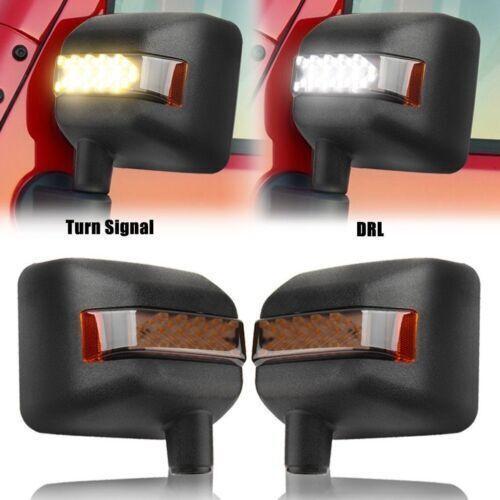 Suitable for JK 07-18 LED side mirrors with amber and white sequential turn signals.