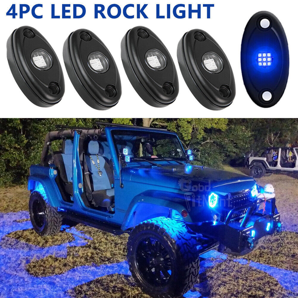 Blue LED Pods Rocking Car Underbody Neon Wheel Lights Waterproof Suitable for Jeep for Wrangler JK JL