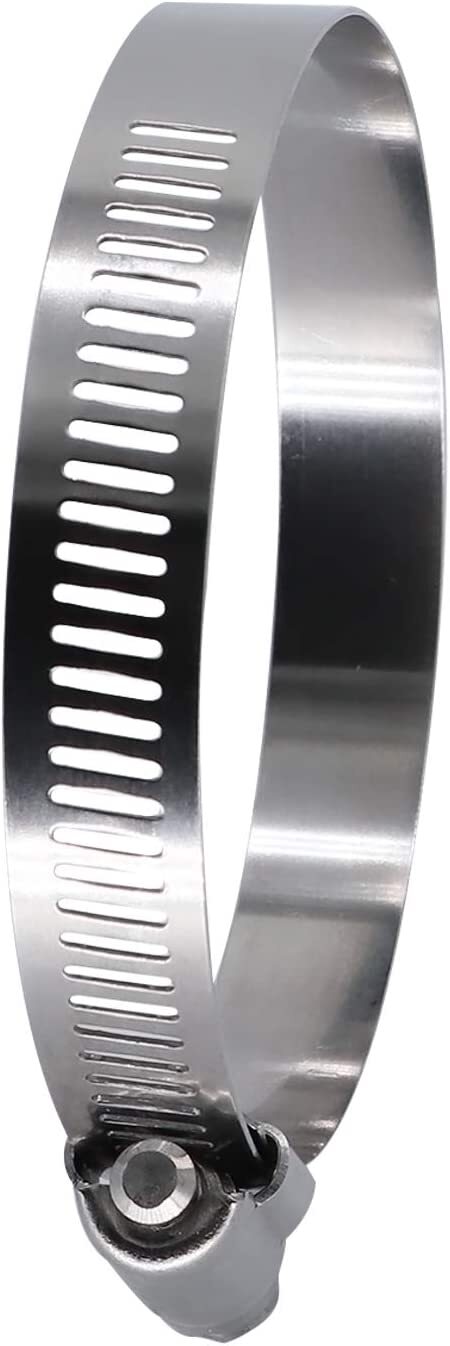 10-piece pack of stainless steel adjustable worm gear hose clamps, 27-51 mm range.