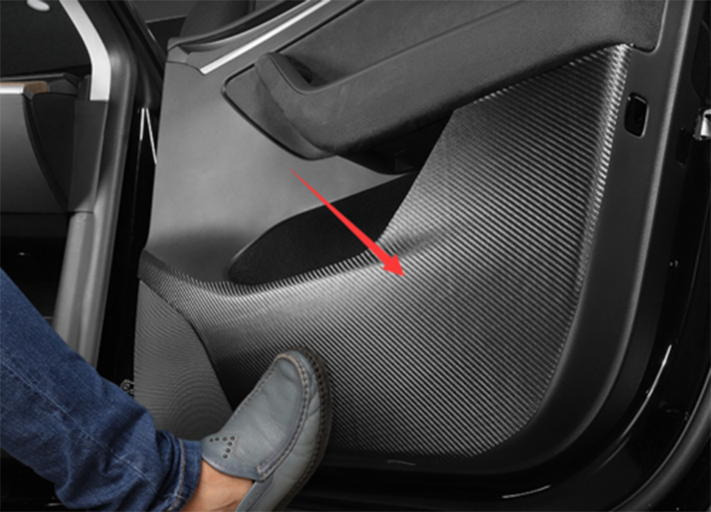 Carbon Fiber PU Inner Door Anti-Kick Panel Cover trim for Tesla for Model Y 2020-23