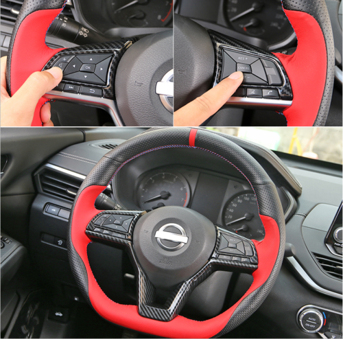Carbon Fiber ABS Inner Steering Wheel Trim 3X for Nissan Sentra 2020-2022 2023