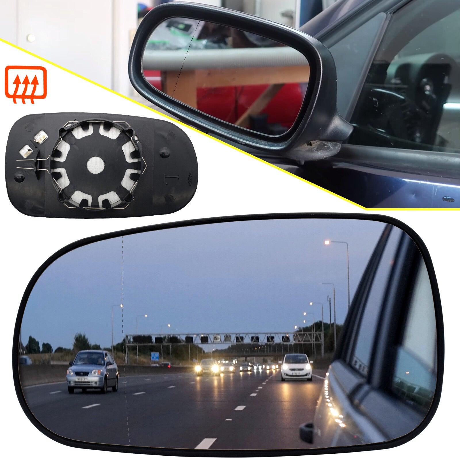 for Saab 9-5 9-3 93 2003-2008 Left Hand Passenger Side Wing Mirror Glass Heated