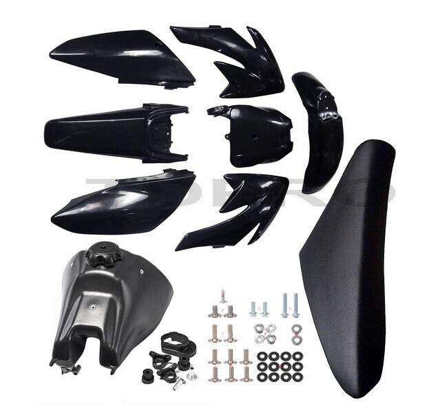 Plastic kit, fuel tank, for seat , and bolts for Honda cRF70 XR70 Dirt bicycles 125/150cc