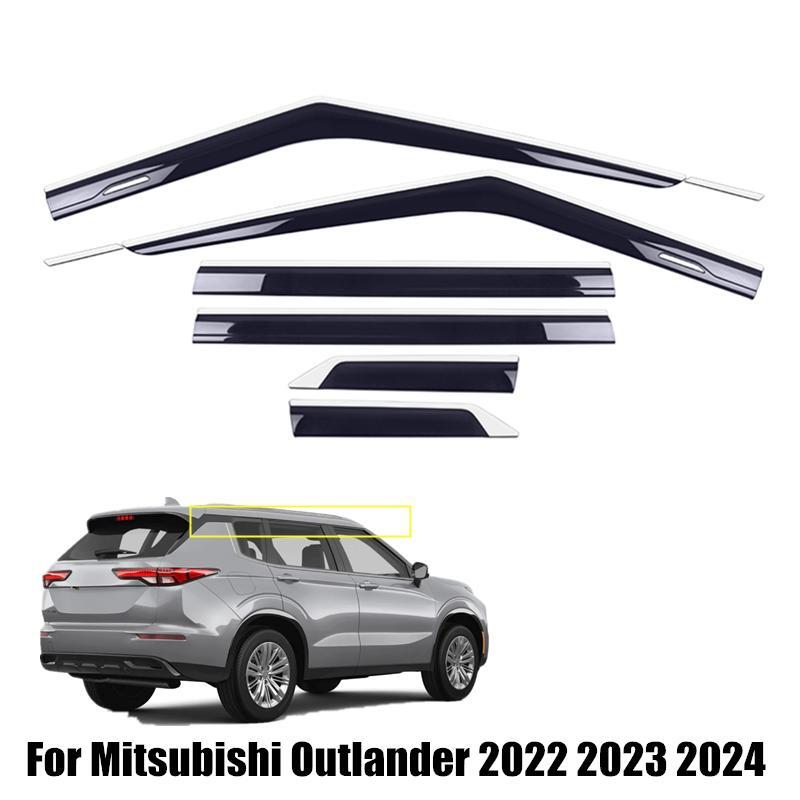 Visor Vent Shades Sun Rain Guard steel+black for Mitsubishi Outlander 2022-2023