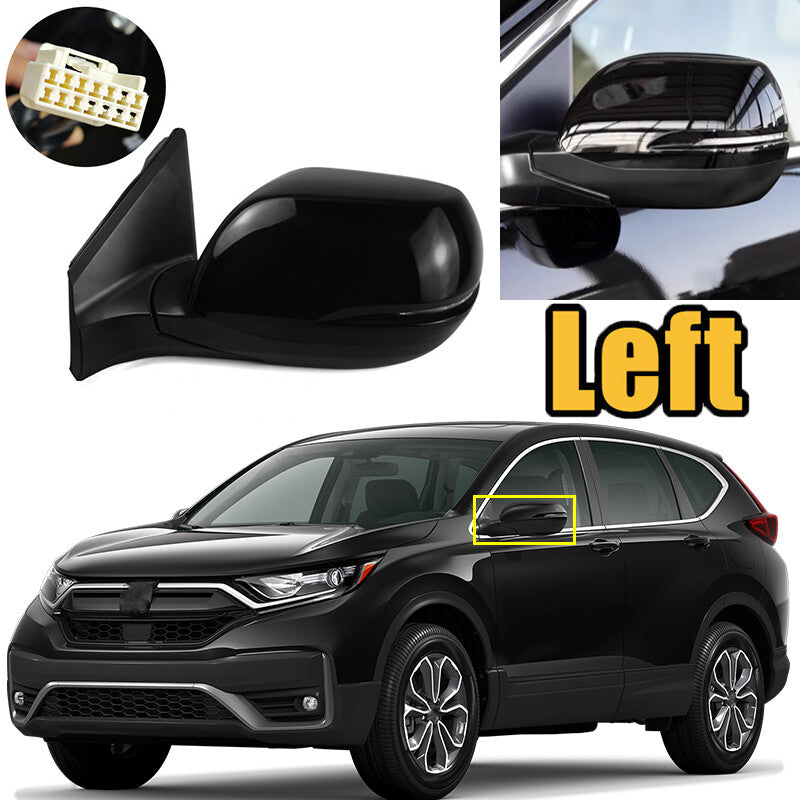 1 piece for Honda CR-V black side mirror assembly with 5-line turn signal light on the left