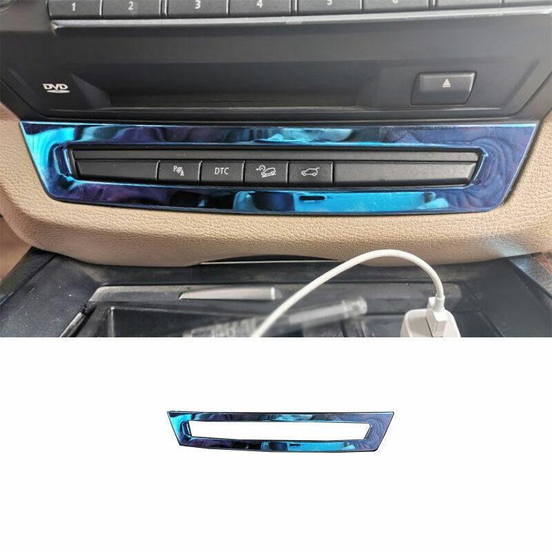for BMW X5 X6 E70 E71 2008-2013 Blue Steel Console CD Button Control Frame Trim