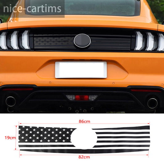 PVC Black Flag Rear Door Trunk Logo Sticker Decal Cover for Ford for Mustang 2015-23