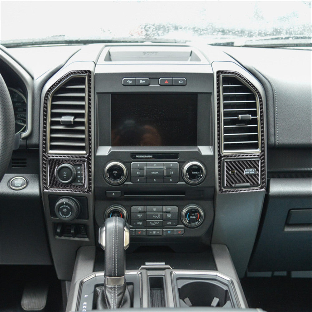 Carbon Fiber Interior Center Dash Air Vent Trim Cover for Ford F-150 2015-2017