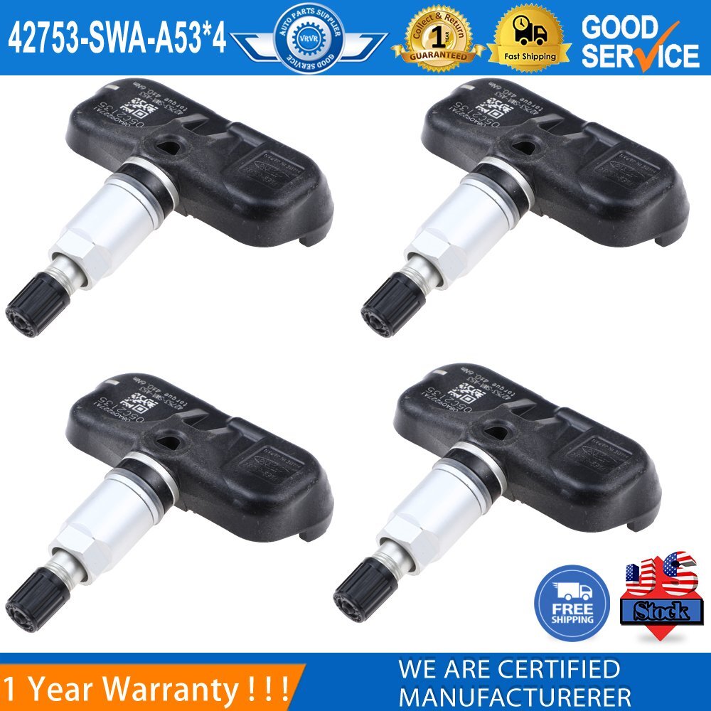 4-pack 42753-SWA-A53 Tire Pressure Sensors (TPMS) for 2008-2012 for Honda Accord CR-V Fit