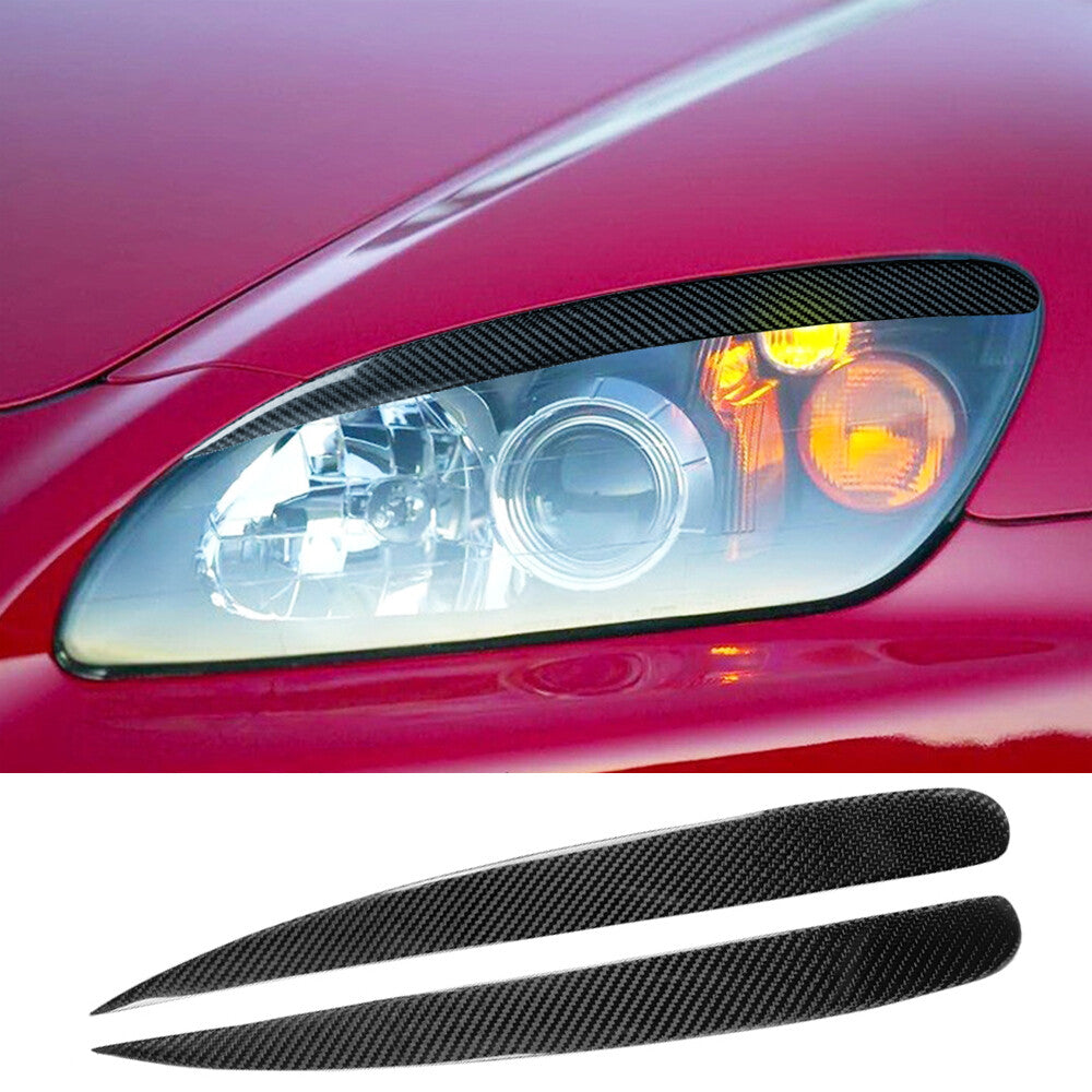 2¡ÁReal Carbon Fiber Front Headlight Eyelids Eyebrow Trim for Honda S2000 2000-09