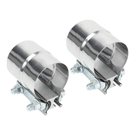2PCS 2.5 Stainless Steel Lap Joint Band Exhaust Clamp Sleeve Coupler