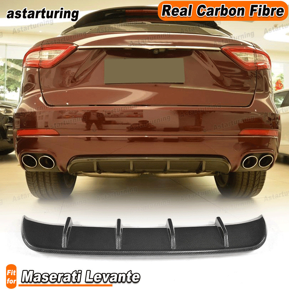 Fit for Maserati for Levante 2016-2017 Real Carbon Rear Bumper Diffuser Lip Spoiler