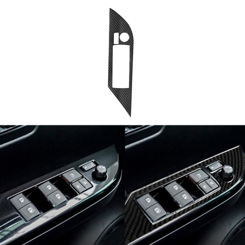 Carbon Fiber Driver Side Door Control Cover Trim for Toyota Hilux 2015-21 Type A