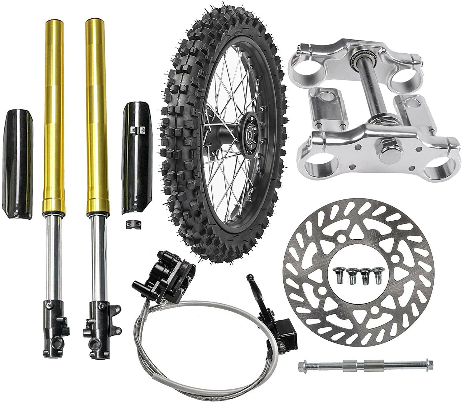 Dirt Pit bicycle 17-inch front wheel assembly + 45/48 Apollo triple clamp fork