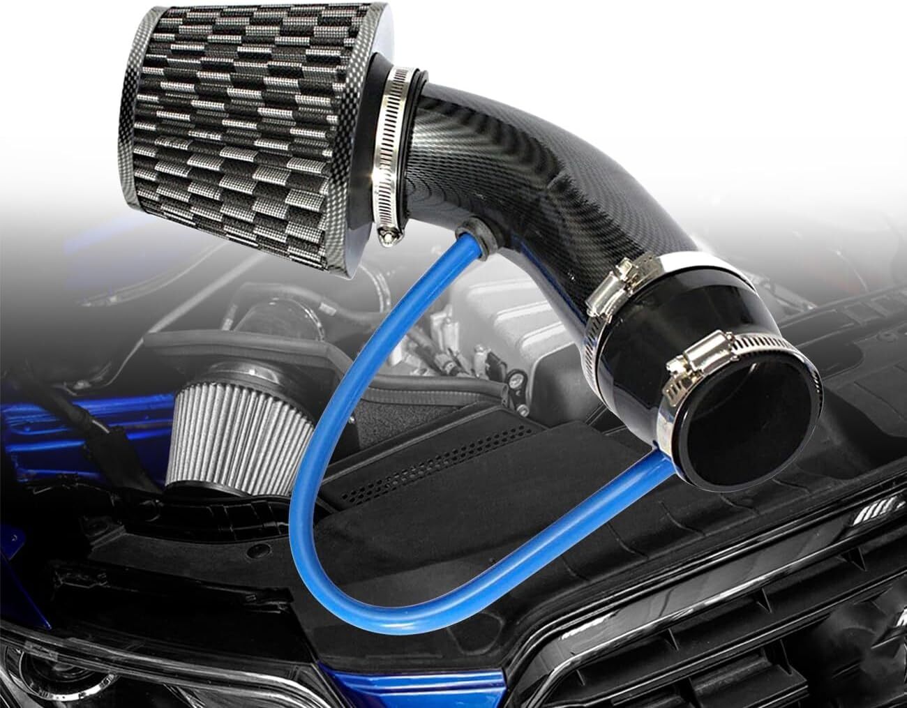 3 Car Cool Air Intake Kit Filter Induction Pipe w/ Aluminium Low Hose  Clamp
