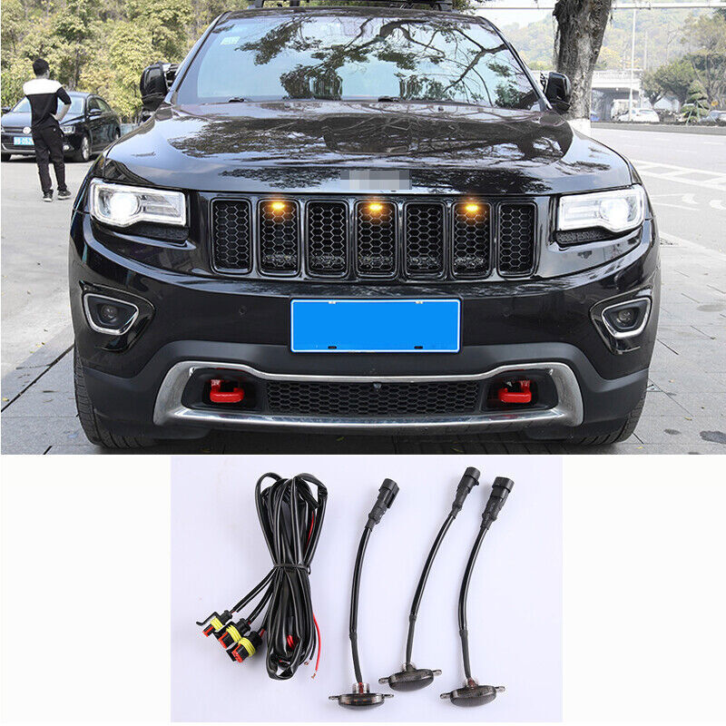 for Jeep Grand Cherokee 14-21 Front Grille smoke LED Light Style DRL Lamp