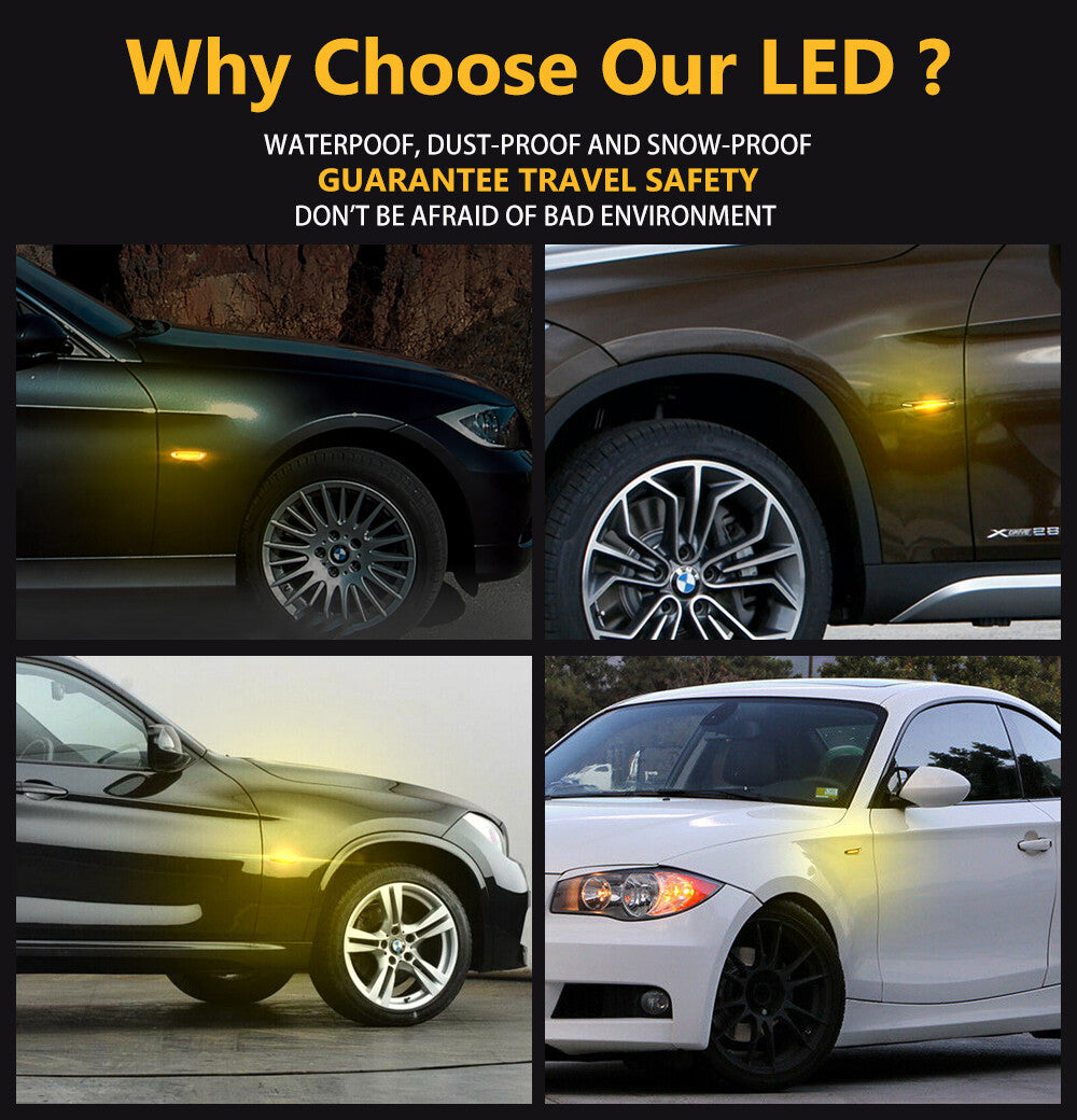 2x Clear Lens Led Side Marker Turn Signal Light Dynamic for BMW E60 E82 E46 E90