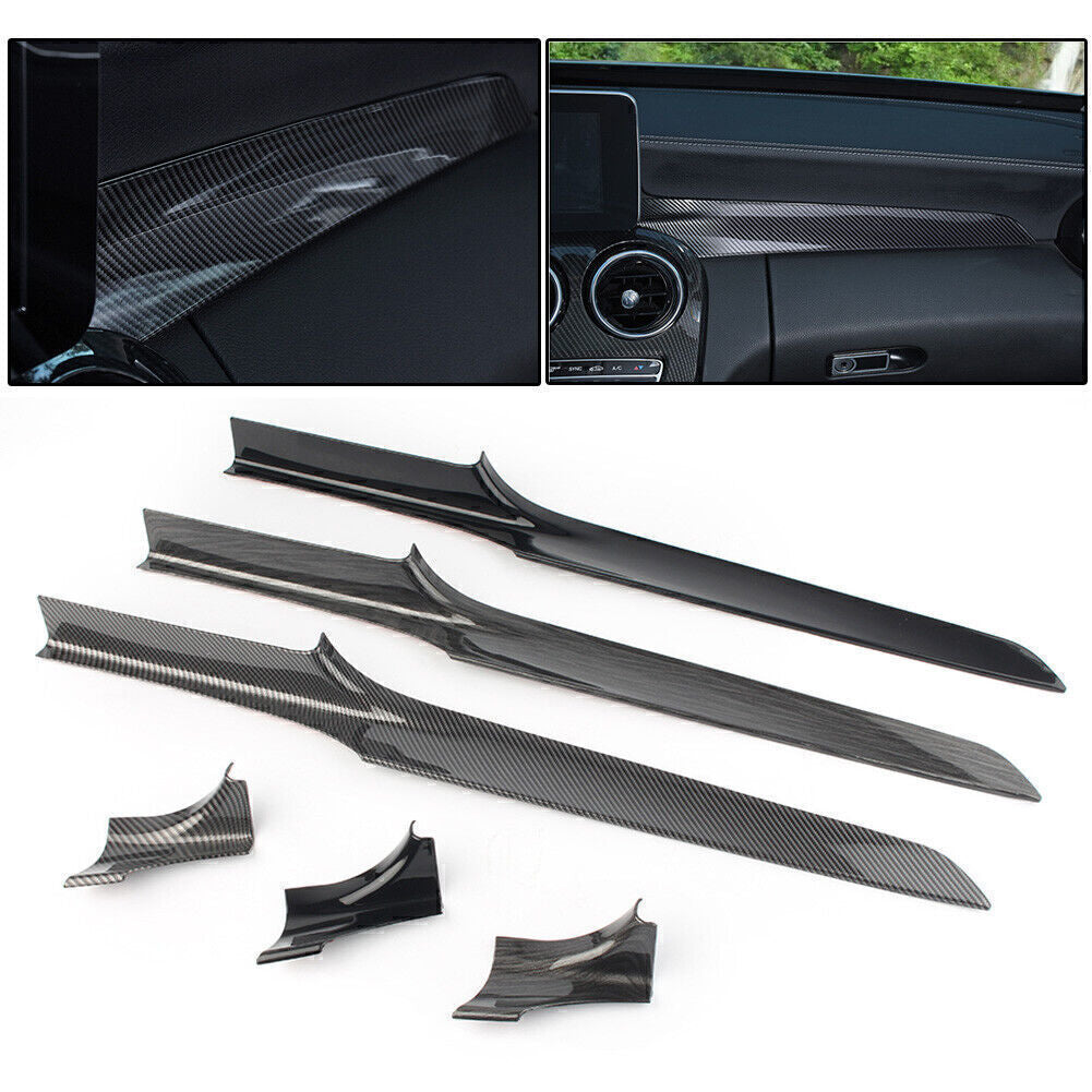 2pcs Inner Console Dashboard Trim ABS Glossy Black Fit for Mercedes-Benz W205 X253