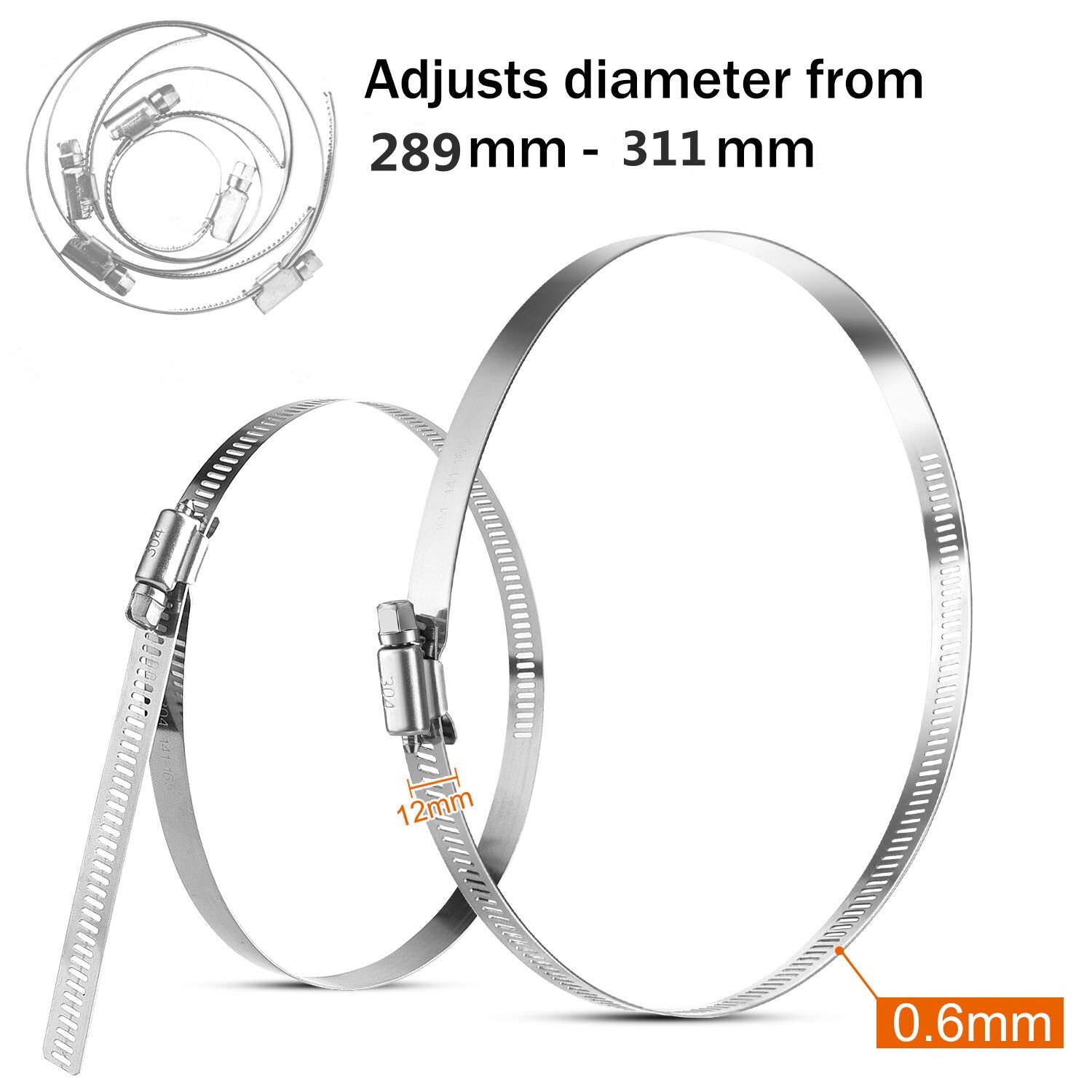 12-inch Adjustable Hose Clamp Stainless Steel Pipe Clamp Worm Gear Clamp Drive Clamp