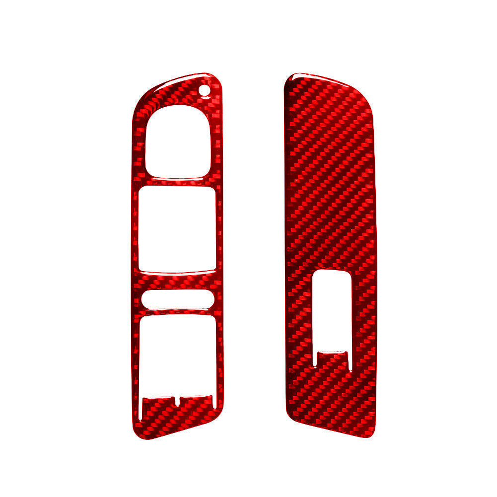Red Carbon Fiber Front Door Window Lift Switch Trim for Volkswagen for Tiguan 13-17