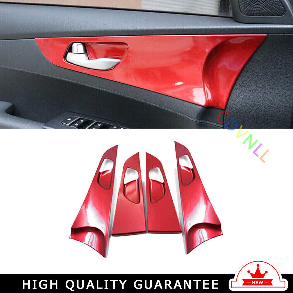Car Inner Door Panel Decor Cover Trim 4PCS for Kia K3 Forte 2019-2022 Bright Red