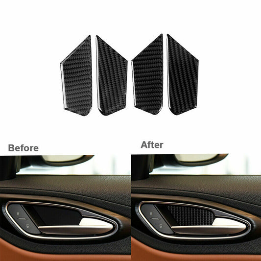 Carbon Fiber Door Handle Trim Cover Fit for Alfa Romeo Giulia 17-20