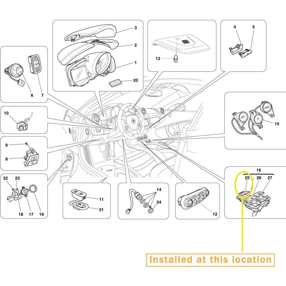 Equipment Manufacturer ( ) for Ferrari California roof-mounted switch buttons: 86257400