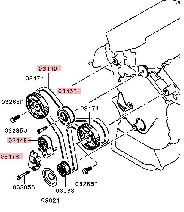4pcs Timing Kit fit for Mitsubishi 3.0 Outlander ZG ZH 2006-2012 CW6W