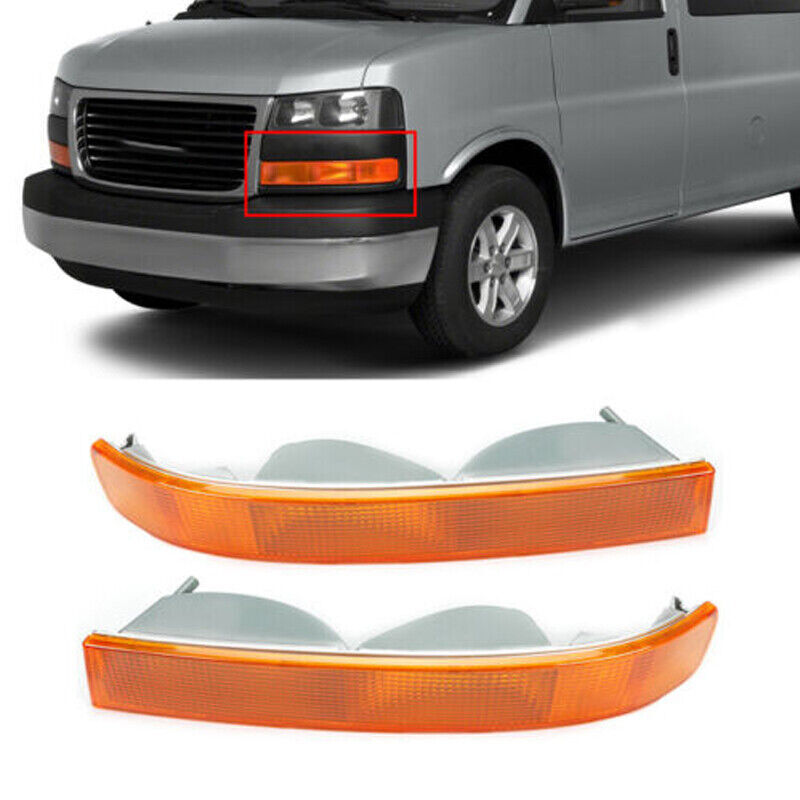 Front Turn Signal Lights No Bulb Yellow for Chevy for GMC Van 1500 2500 2003-19