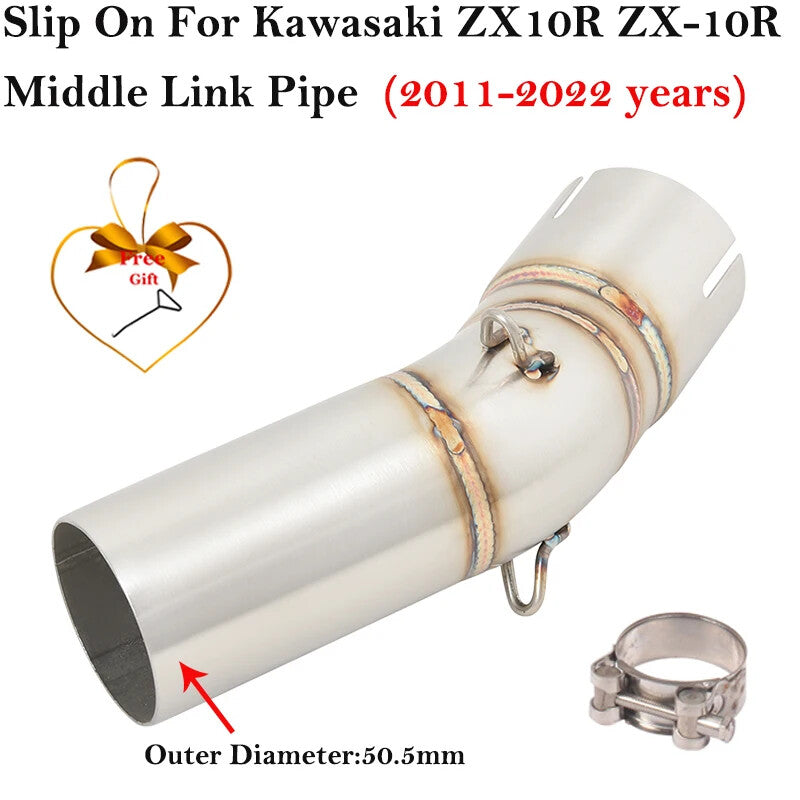Slip On for Kawasaki ZX10R 2011-2022 Exhaust Escape Mid Link Pipe 51MM Muffler