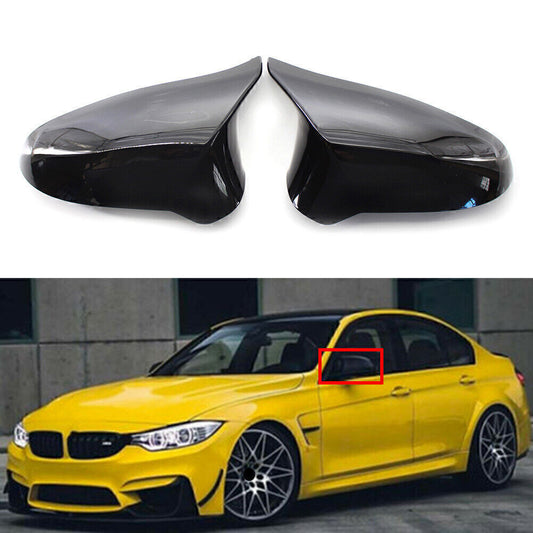 2X Gloss Black Rearview Mirrors Cover Cap Fit for BMW M3 F80 M4 F82 F83 2014-2019