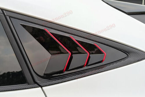 for Toyota Venza 2021-2023 Red+Glossy Black Rear Window Side Scoop Louver Covers
